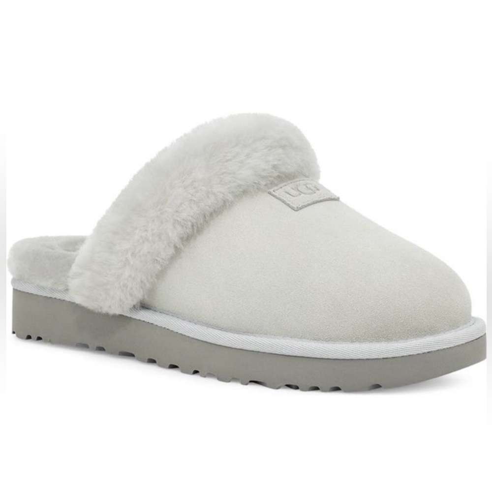 UGG Genuine Shearling Suede Slipper in Light Grey